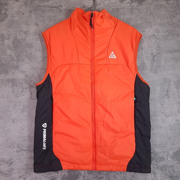 NIKE ACG Rope De Dope Primaloft Hiking Vest Mens‎ SMALL Therma Fit ADV Orange